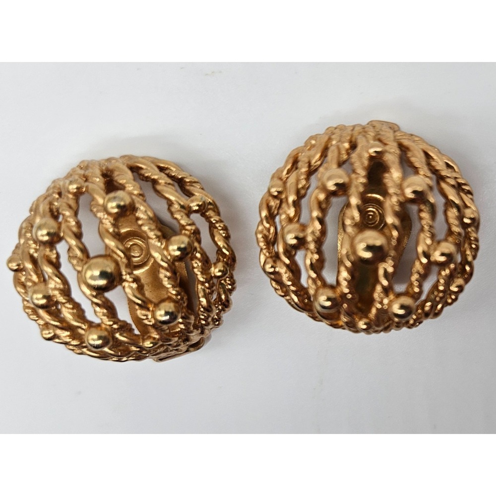 Napier Gold Tone Filigree Clip On Earrings Patent Pending 1960s